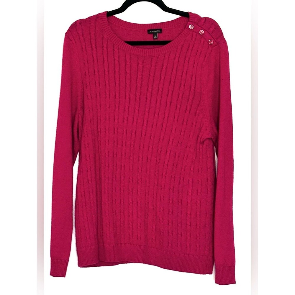 Talbots Cable Crewneck Sweater Fuchsia Size XL